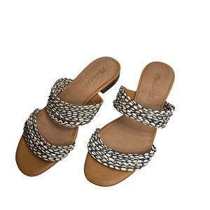 Madewell The Meg Snake Embossed Leather Slide Sandals Womens 7